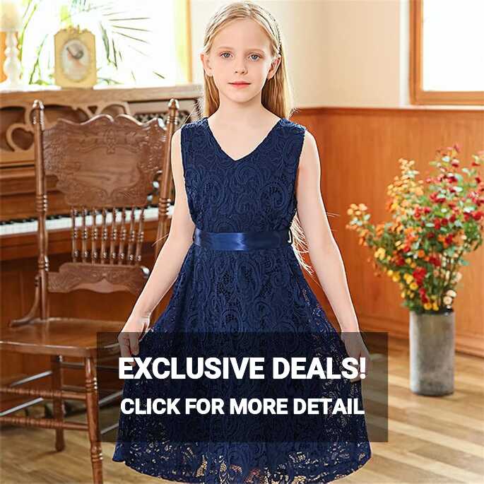 Amazon.com: Lace Wedding Dress for Toddler Girls Size 5 6 Elegant ...