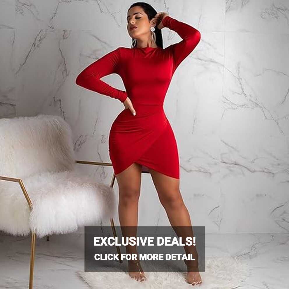 Amazon.com: Long Sleeve Red Dress