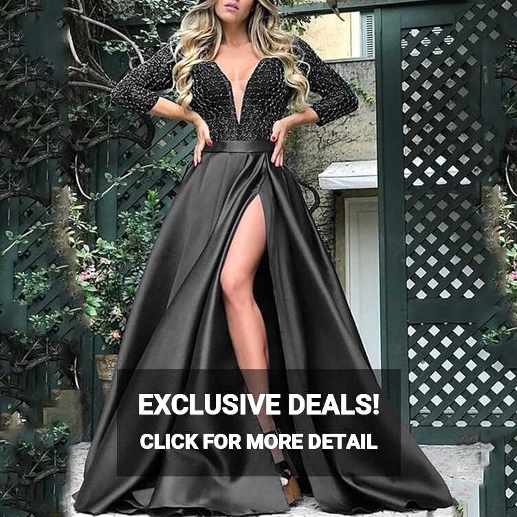 Amazon.com: Lpmadey Women&#39;s Sexy Deep V Neck Maxi Dress Long ...