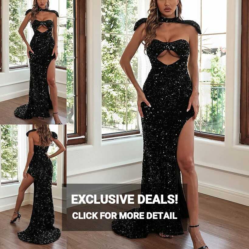 Amazon.com: MEOILCE Sexy Sequin Evening Dresses with Shawl, Womens ...