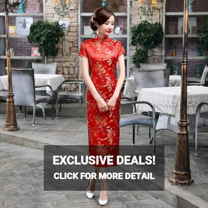 Amazon.com: MOOCO MORNING Women Long Cheongsam Traditional Chinese ...