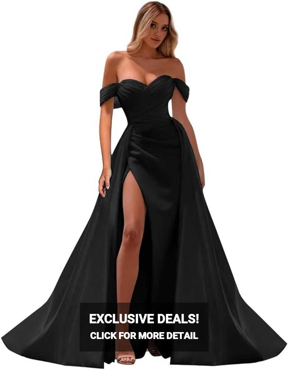 Amazon.com: Mermaid Black Prom Dresses for Teens Long Off The ...