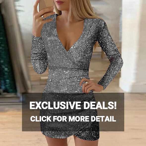 Amazon.com: New Years Eve Dresses Holiday Sequin Glitter V Neck ...