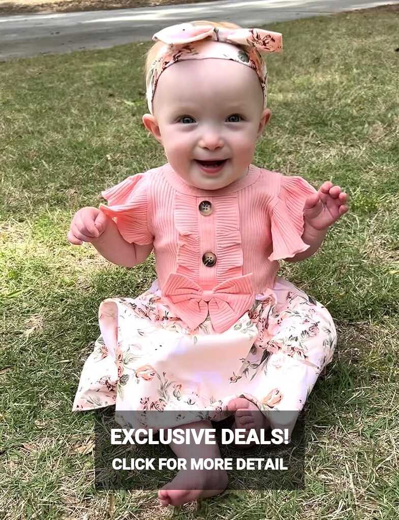 Amazon.com: Newborn Baby Girl Dress Floral Ruffle Sleeve Casual ...