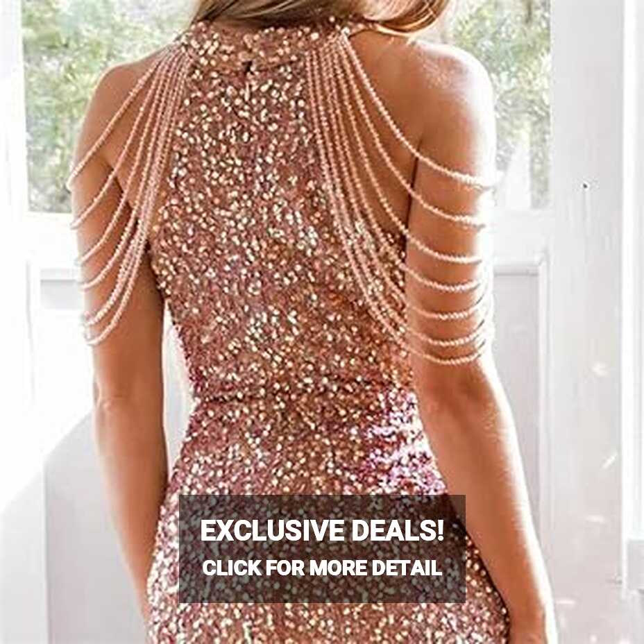 Amazon.com: Off Shoulder Gold Sequin Dress Short Party Bodycon ...