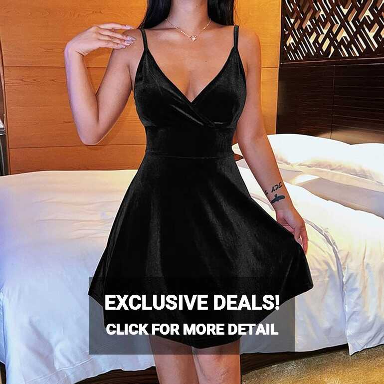 Amazon.com: Party Dress, Women&#39;S Sleeveless Strap Velvet Petite ...