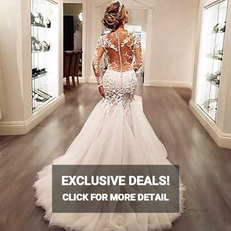 Amazon.com: Pefantal Elegant Lace Mermaid Wedding Dresses for ...