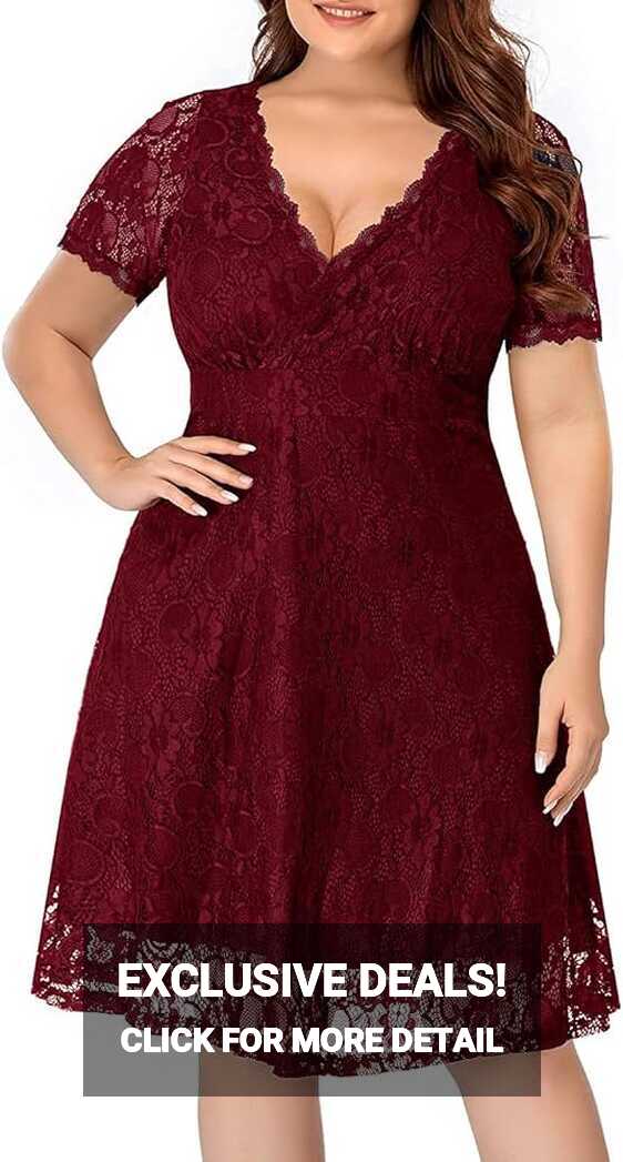 Amazon.com: Plus size Cocktail Dresses Women Wedding Guest ...