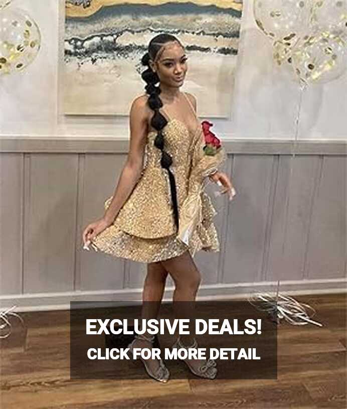 Amazon.com: RSOETOO Tiered Homecoming Dress Sparkly Sequin Prom ...