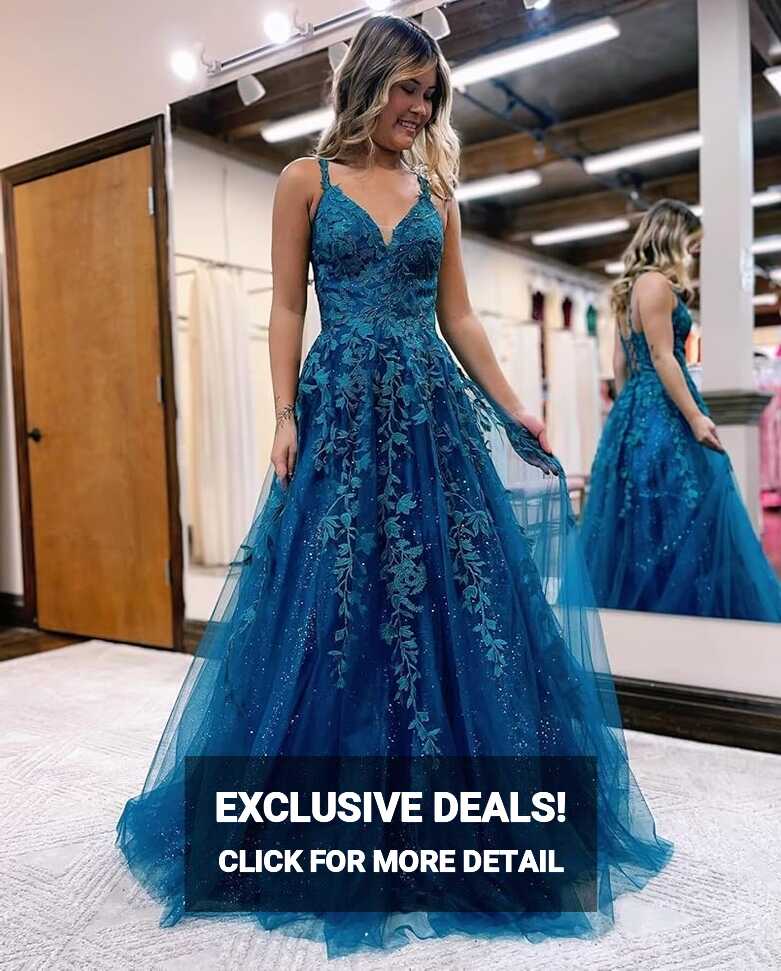 Amazon.com: SHSUREVE Sparkly Prom Dresses Long for Women Lace ...