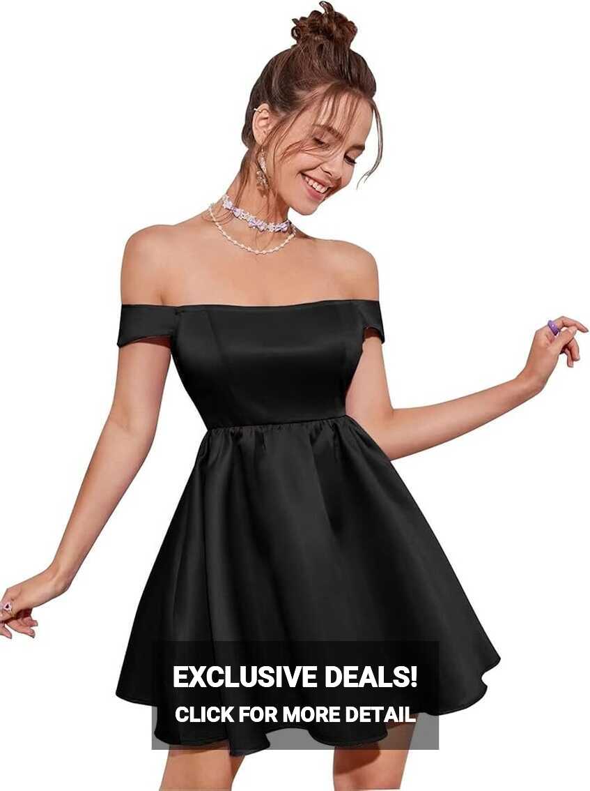 Amazon.com: Satin Off Shoulder Homecoming Dresses for Teens 2023 ...