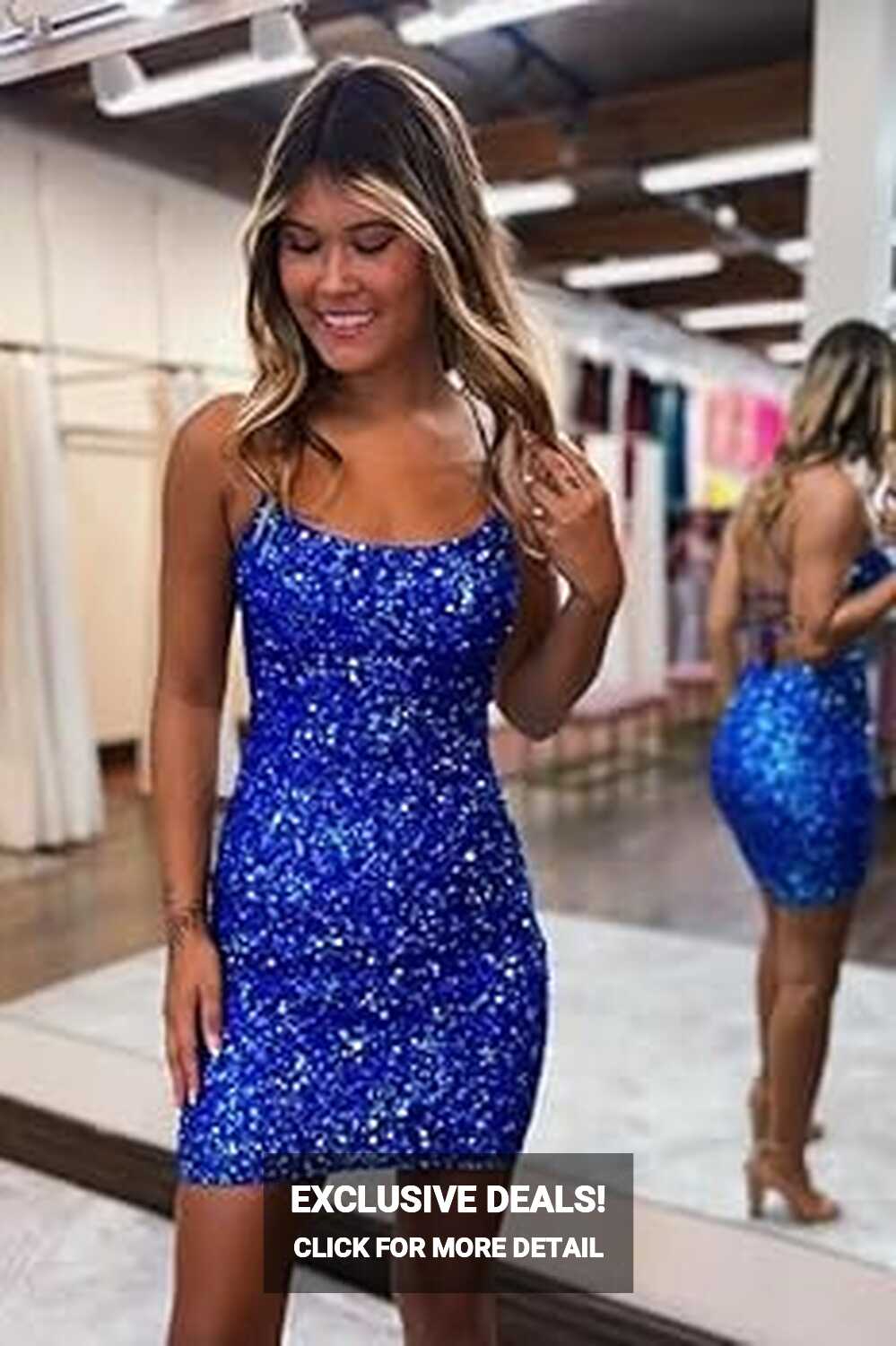 Amazon.com: Sequin Homecoming Dresses for Teens Short Tight ...