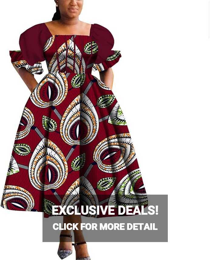 Amazon.com: Summer Dashiki Dress Robe Puff Sleeve African Wear ...