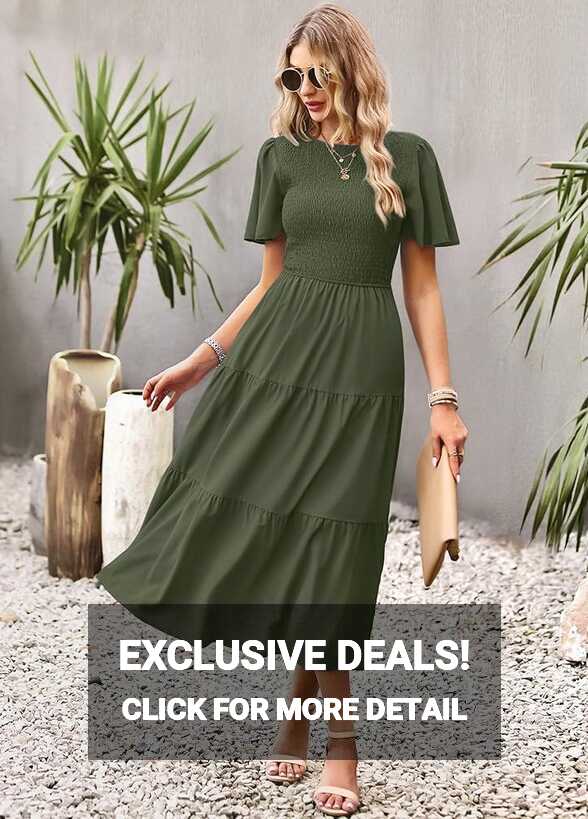 Amazon.com: Summer Dresses for Women 2024 Casual Midi Dress with ...