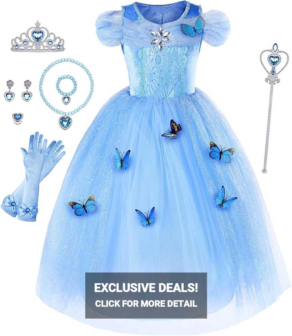 Amazon.com: TSIZFXI Princess Cinderella Dresses For Girls Dress Up ...