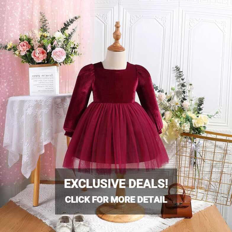 Amazon.com: Toddler Baby Girls Christmas Velvet Dress Long Sleeve ...