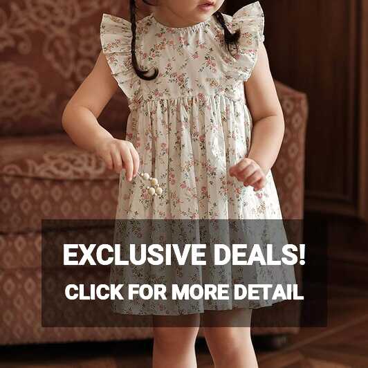 Amazon.com: Toddler Girls Cute Floral Pattern Dress Flutter Sleeve ...