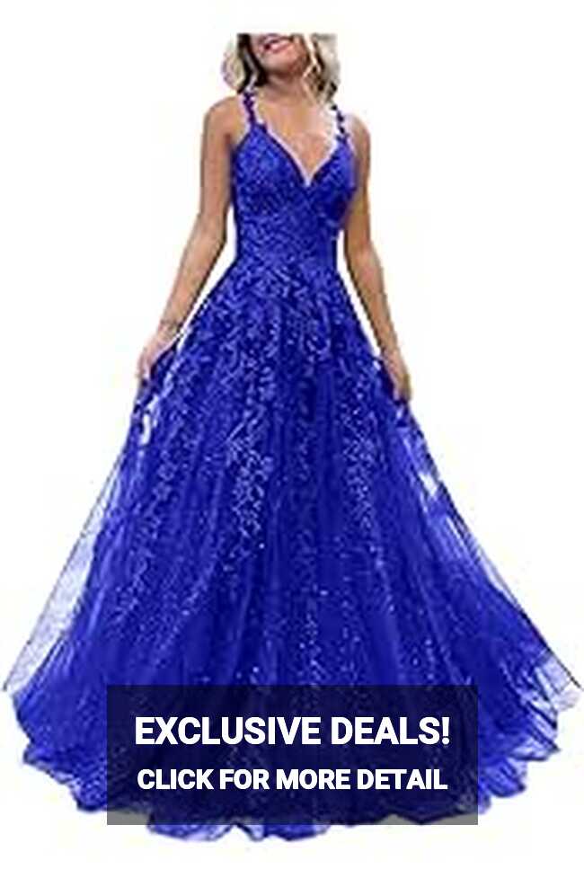 Amazon.com: Tulle And Lace Royal Blue Prom Dress