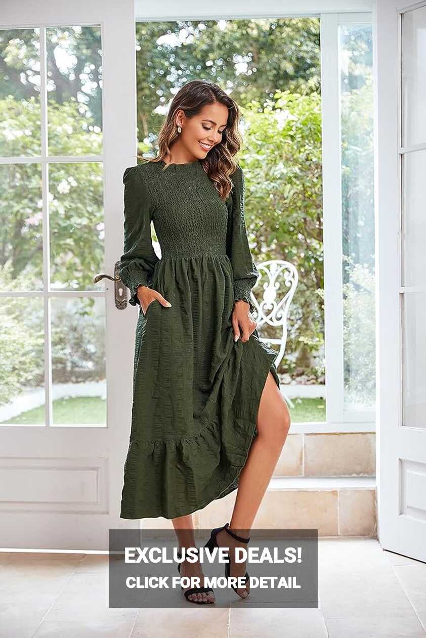 Amazon.com: VintageClothing Women&#39;s 2023 Casual Fall Midi Dresses ...