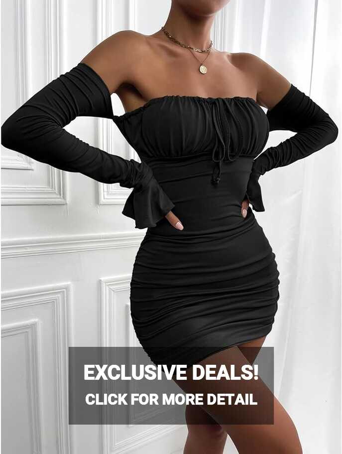 Amazon.com: Volemo Women&#39;s Sexy Corset Dress Off Shoulder Backless ...