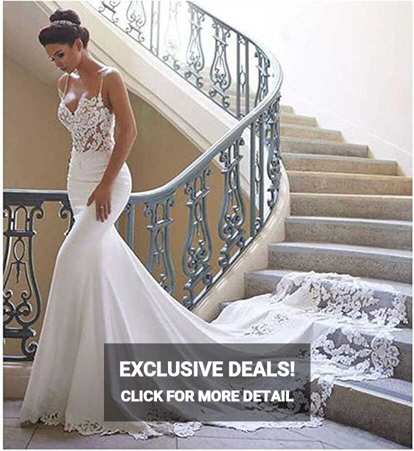 Amazon.com: WeddingDazzle Women&#39;s Elegant Mermaid Bridal Gowns Off ...