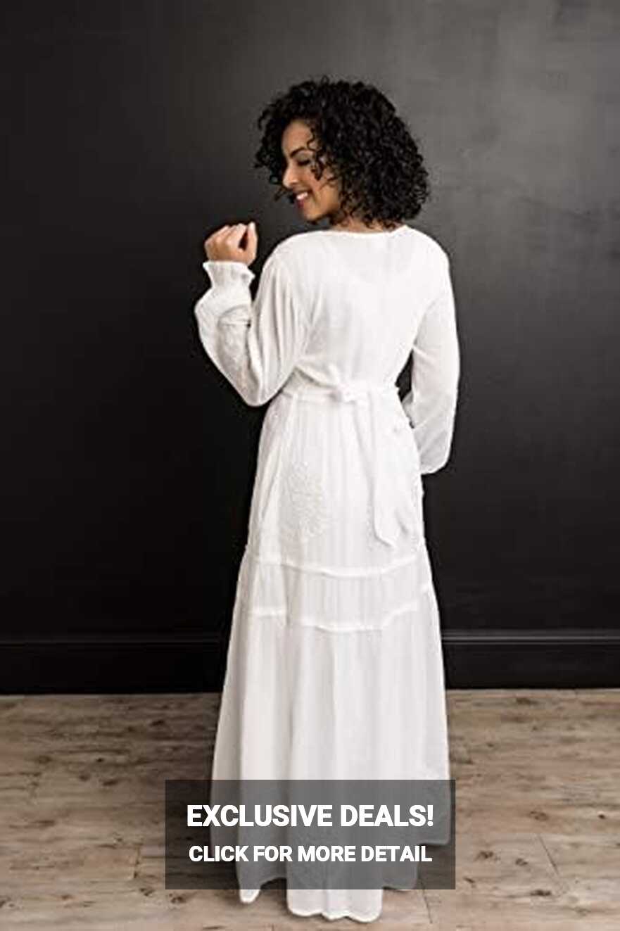 Amazon.com: White Elegance Women&#39;s Modest White Full Length Long ...