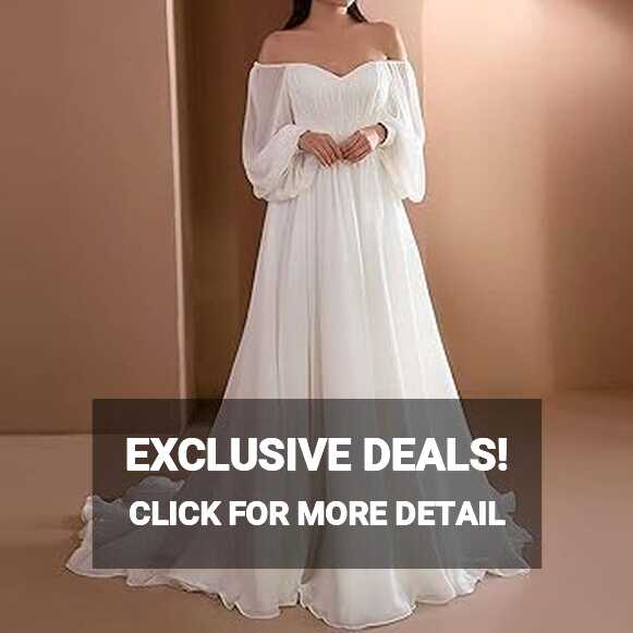 Amazon.com: White Maxi Wedding Dress for Women Elegant Empire ...