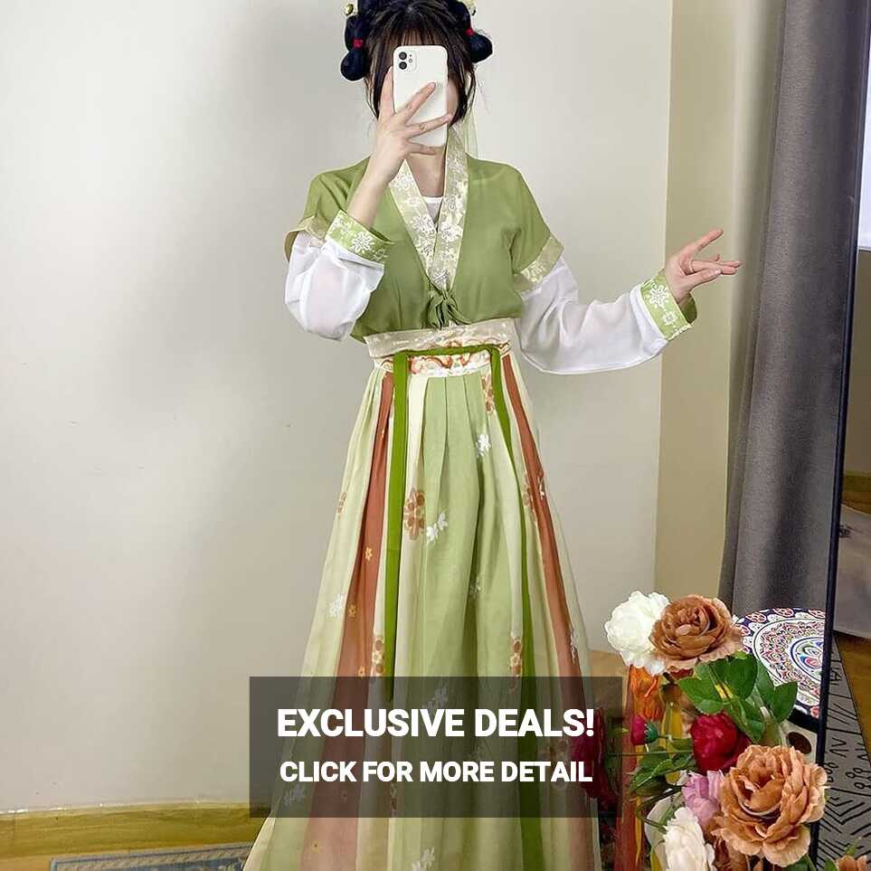 Amazon.com: Women&#39;s Modern Hanfu Dress Round Collar Duijin Qiyao ...