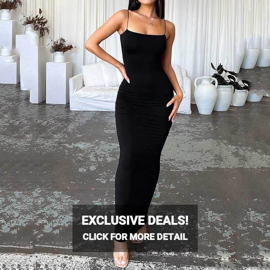 Amazon.com: Women&#39;s Spaghetti Strap Bodycon Maxi Dress 2023 Summer ...