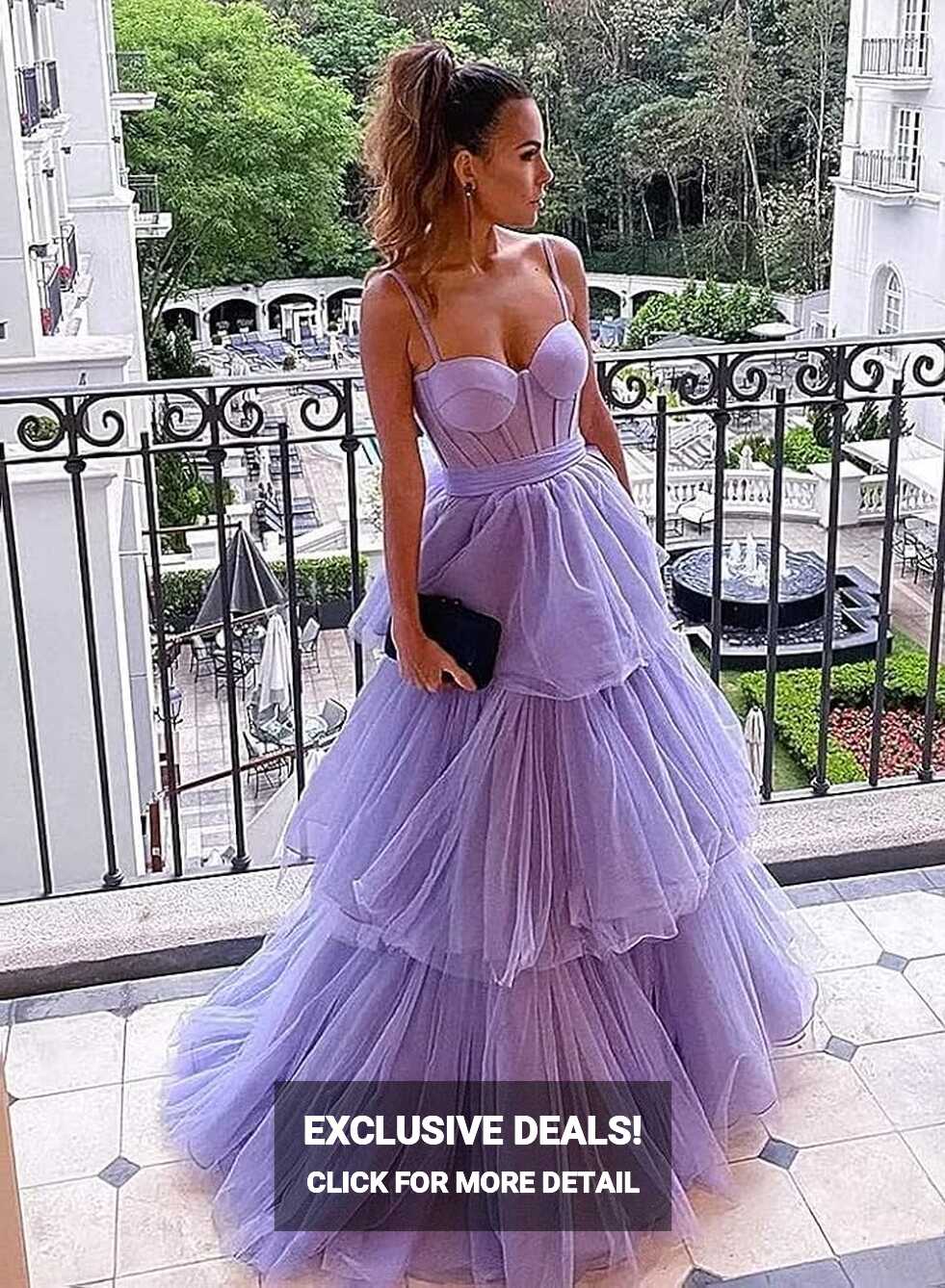 Amazon.com: Women&#39;s Tulle Prom Dresses Long A-line Spaghetti ...