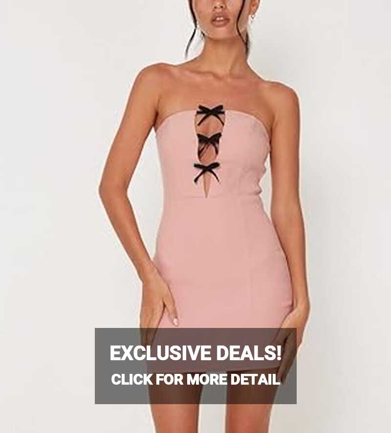 Amazon.com: Women Strapless Mini Tube Dress Y2k Cutout Bodycon ...