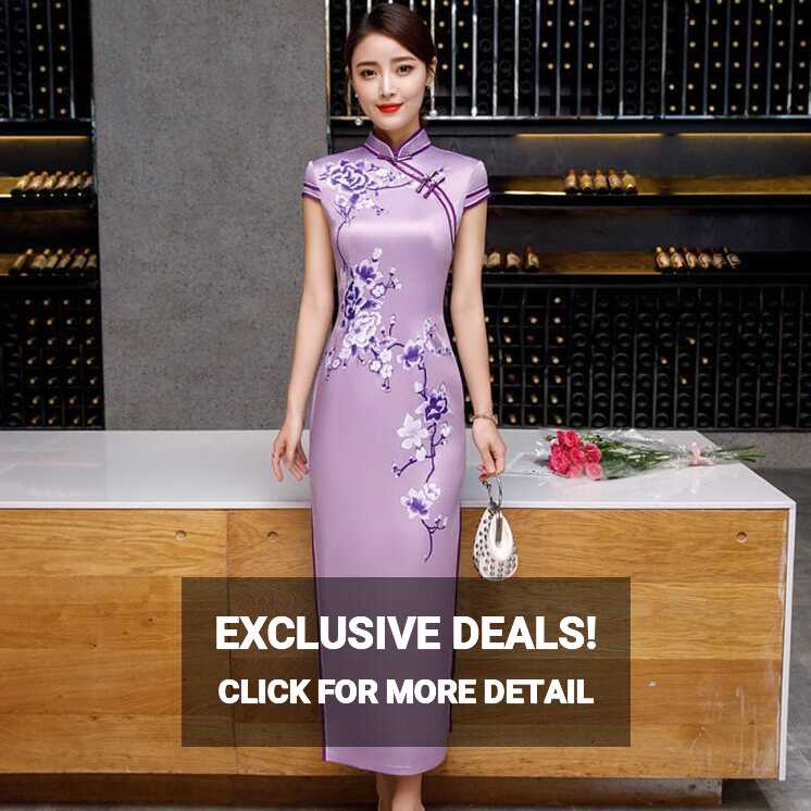 Amazon.com: Womens Chinese Dress - Qipao Dress Modern Silk Chinese ...