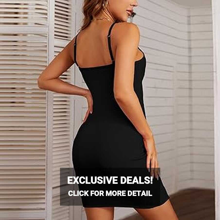 Amazon.com: Womens Crew Neck Sleeveless Bodycon Dress Ribbed Slim ...