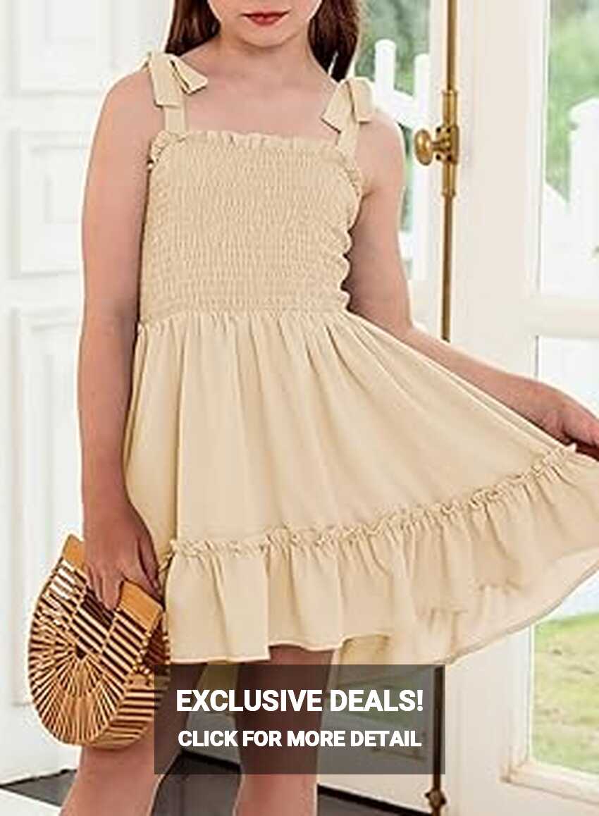 Amazon.com: blibean Tween Girl Summer Dress Kid Strap Sundress ...