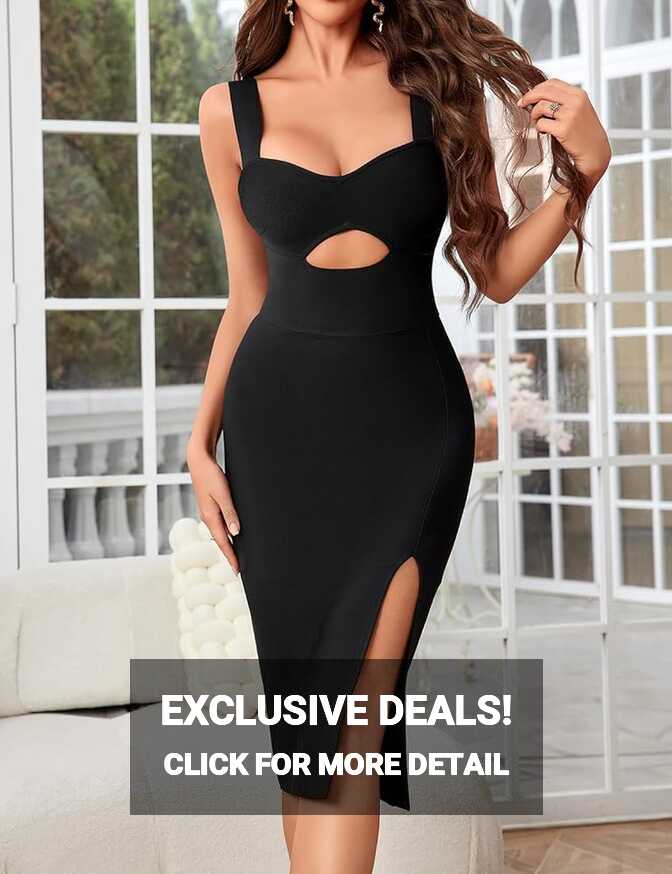 Amazon.com: houstil Women&#39;s Strap Bandage Dress Cut Out Wedding ...