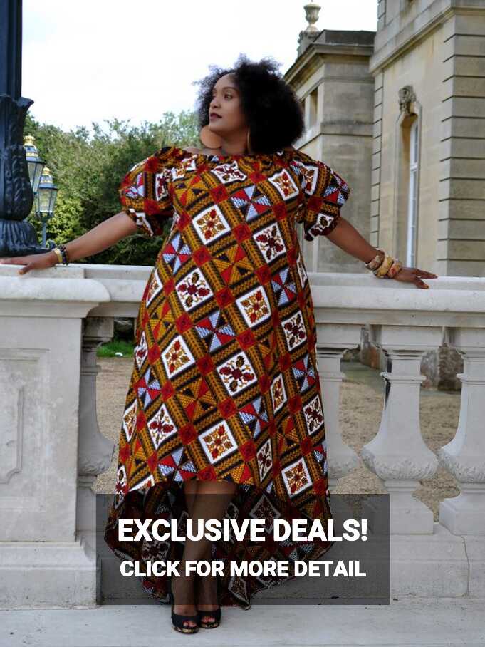 Amy Off Shoulder African Print Asymmetrical Dress -