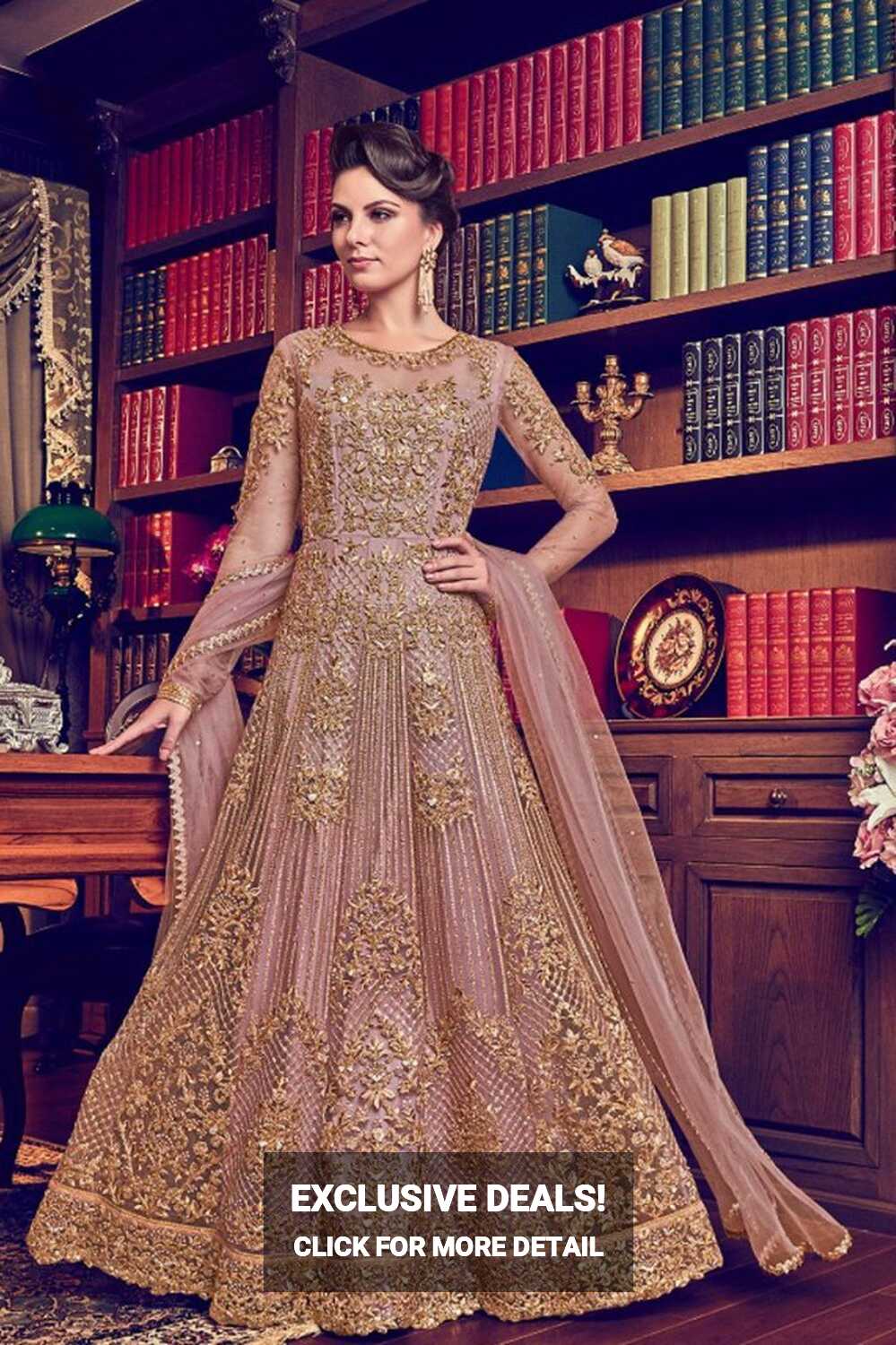 Anarkali Semi-Stitched Splendid Rosy Pink Bride Net Wedding Wear ...