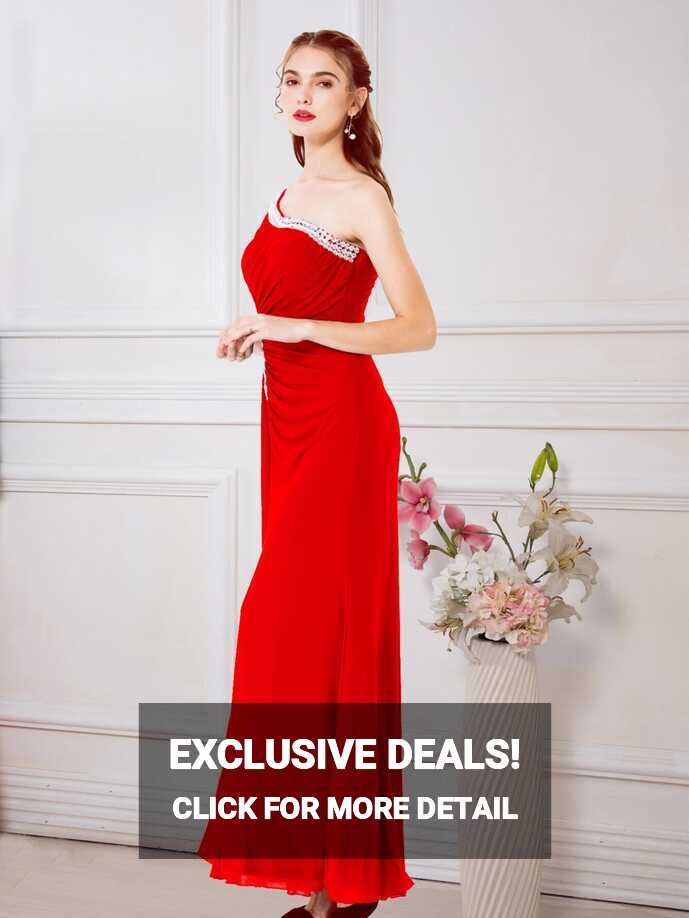 Angel-fashions Red Evening Dress Women&#39;s Elegant One Shoulder ...