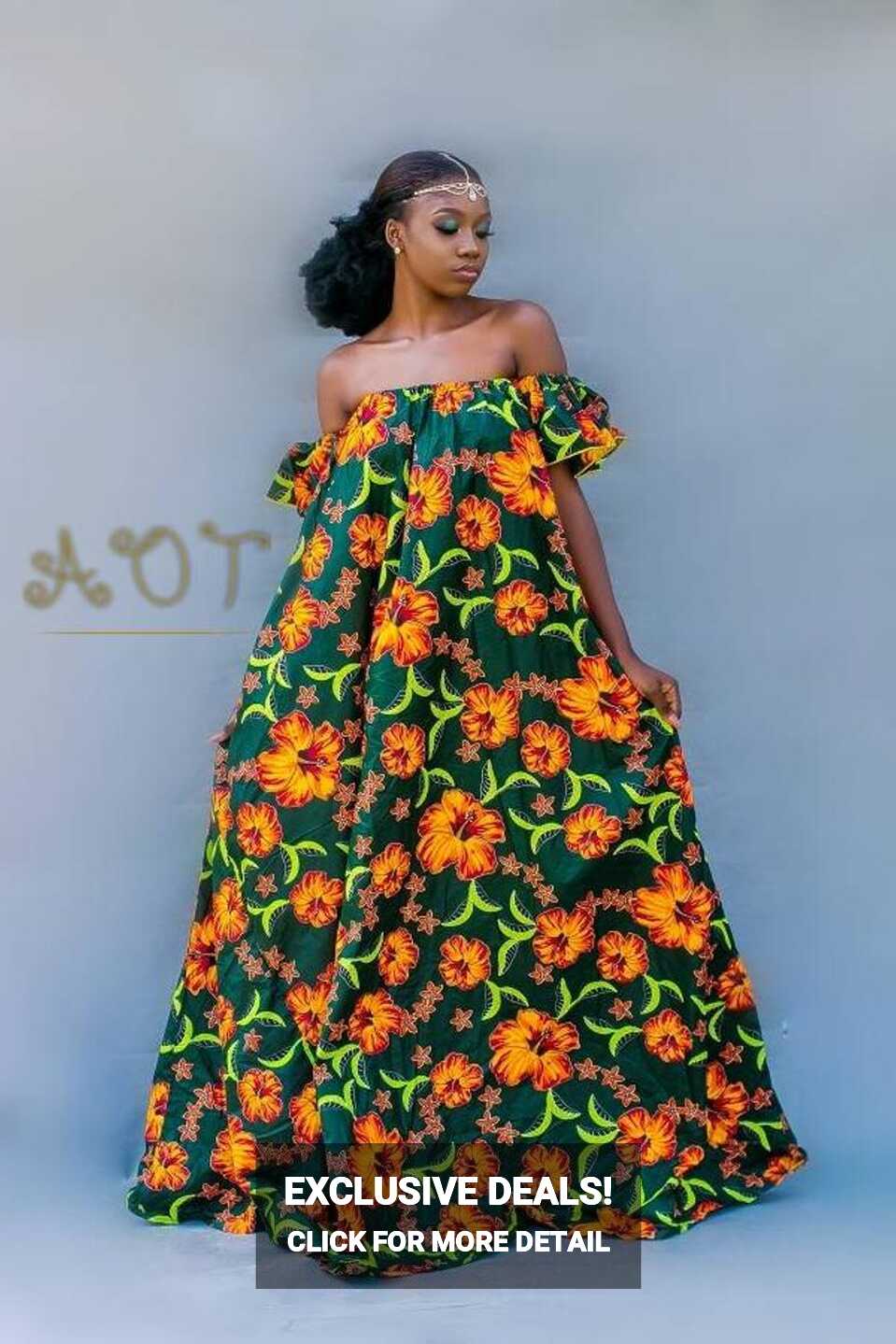 Ankara Maxi Dress, African Print Maxi Dress, Kitenge off shoulder ...