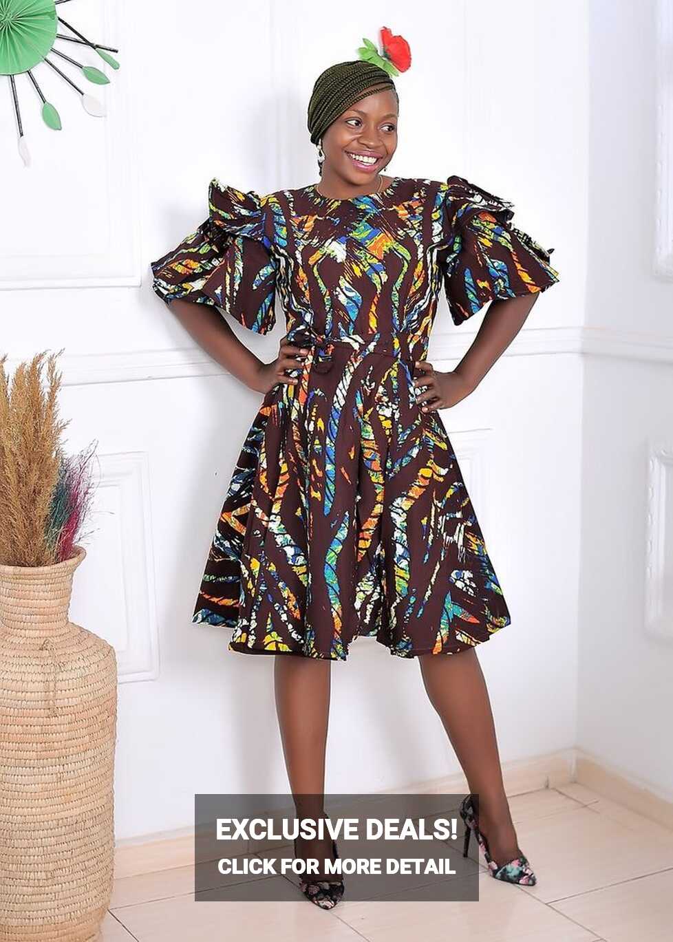 Ankara Midi Dress, Wedding Guest Dress, African Print Dress ...