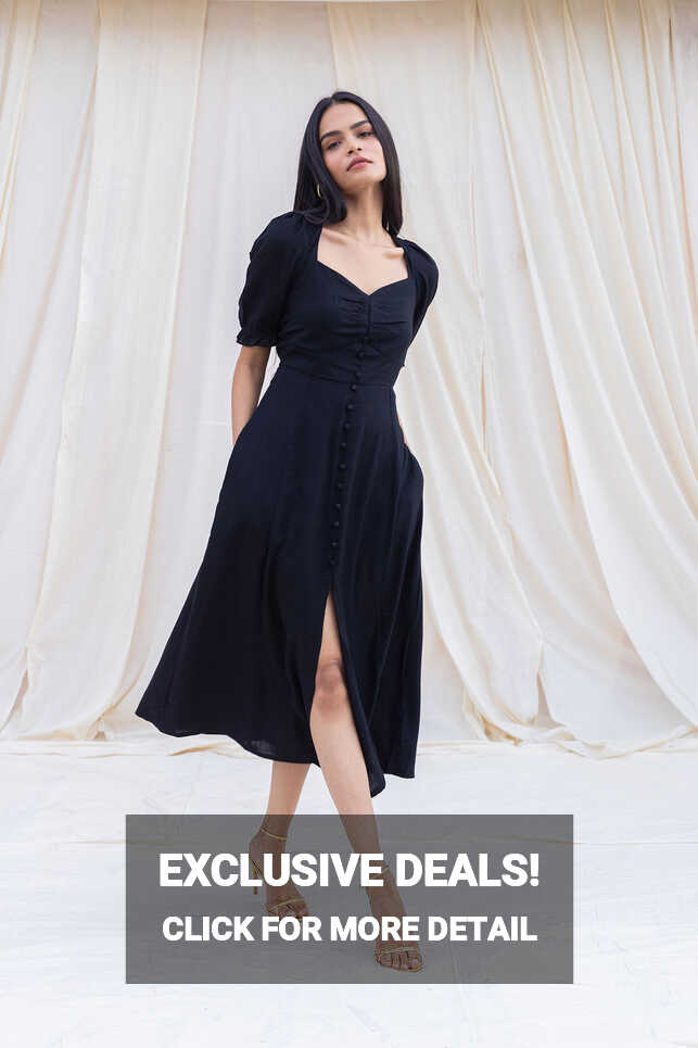 Ankle Length Midi Dress - Buy Black Rayon Midi Dress Online