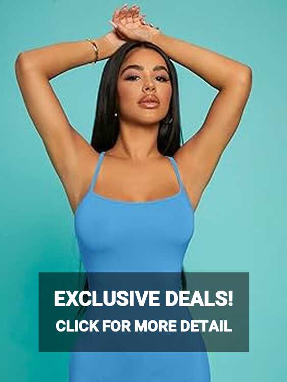 Aoderda Solid Criss-cross Backless Bodycon Dress (Color : Blue ...