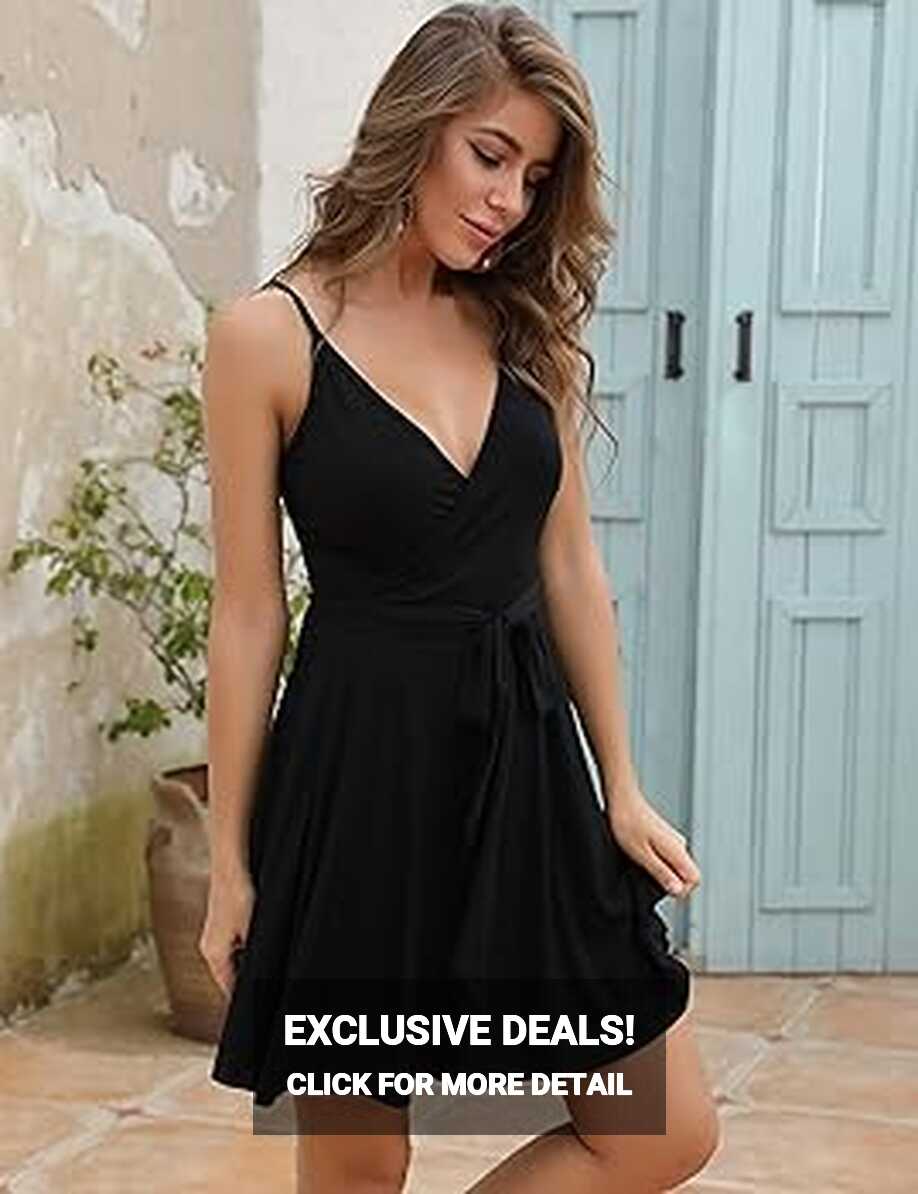 Aphratti Black Dresses for Women Summer Casual Spaghetti Strap ...