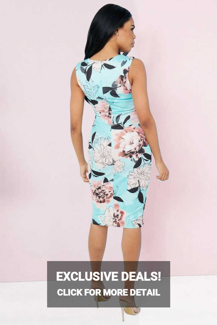 Aqua - Floral Sleeveless Bodycon Dress