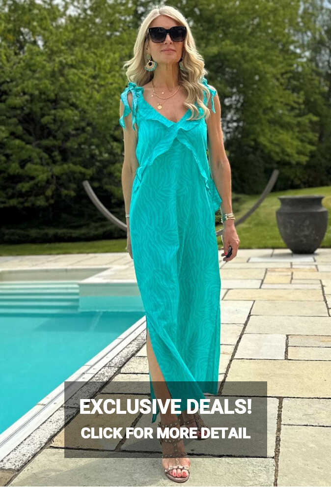 Aqua Cotton Designer Holiday Maxi Sun Dress | Lindsey Brown ...