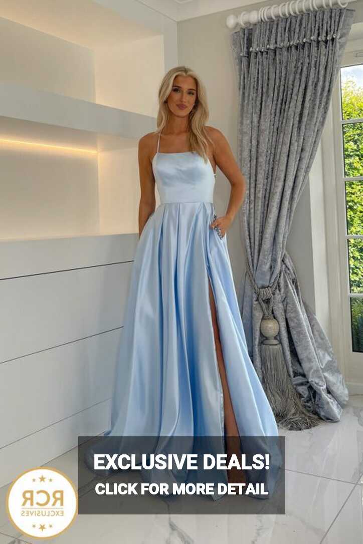 Arabella | Baby Blue Satin Ballgown Dress | Red Carpet Ready