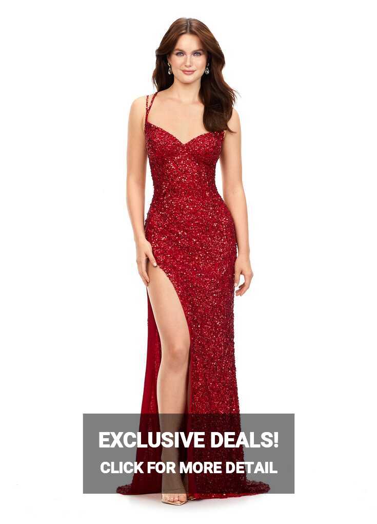 Ashley Lauren 11342 Long Prom Sequin Spaghetti Strap Prom Dress ...