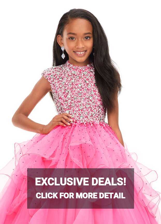 Ashley Lauren Kids 8180 Girls High Neckline Ball Gown with Organza ...