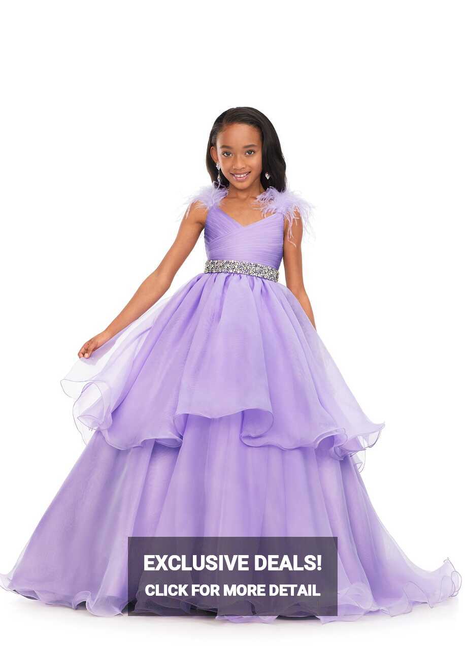 Ashley Lauren Kids 8184 Girls Pageant Dress Feather Ballgown Layer ...