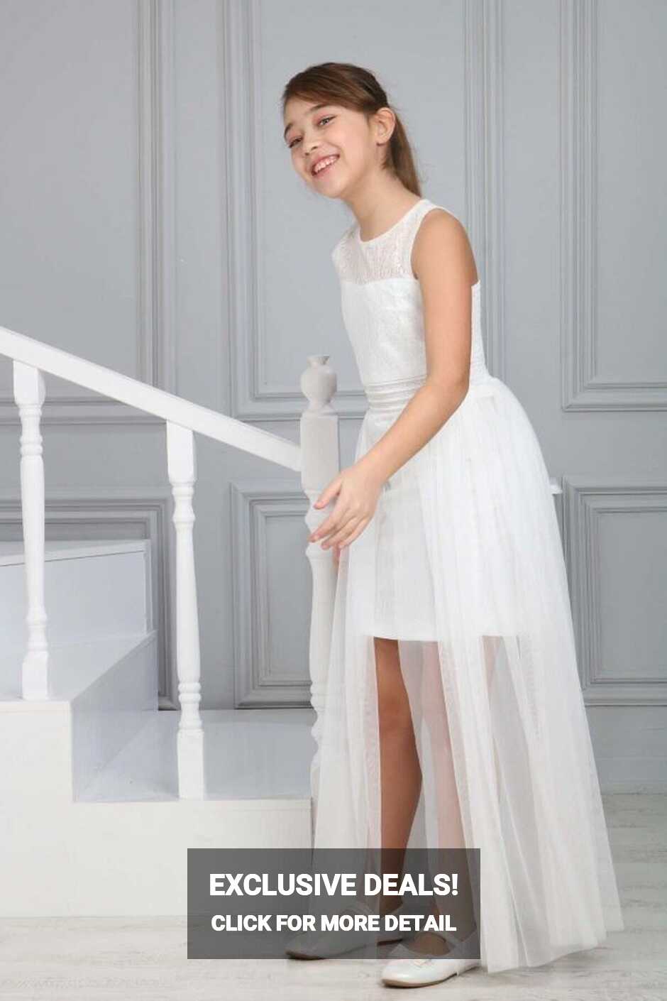 Asortik Kids Children&#39;s White Evening Dress - Evening Dress ...